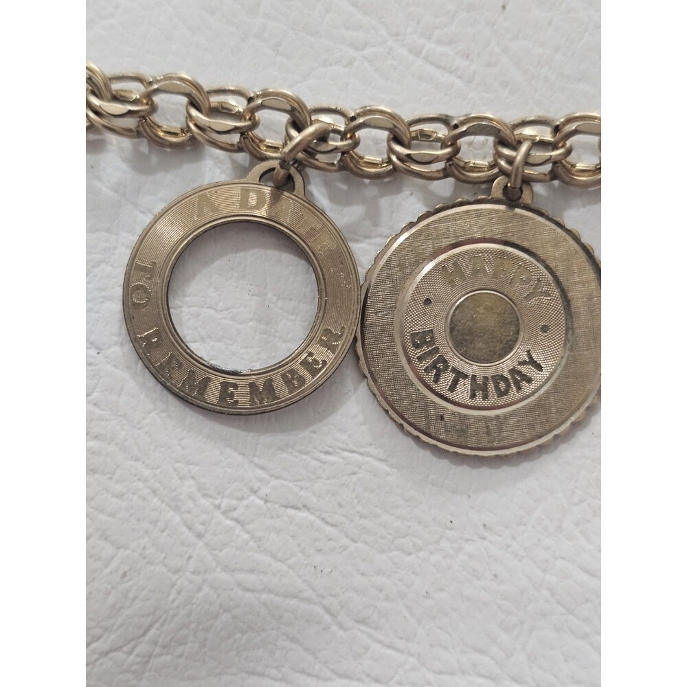 RYTHEM 12K Gold Filled Charm Bracelet Birthday Dangle Charms 7in Slide Closure - Picture 4 of 16